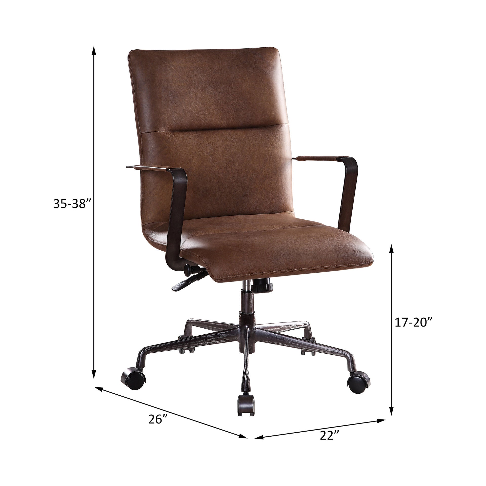 ACME Indra Office Chair, Vintage Chocolate Top Grain Leather 92568