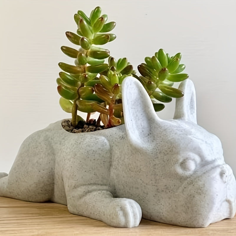 1pc Mini Resin PuppyFlower Pot, Succulent Planter, French Bulldog Shape Cute Bonsai Flower Pots, Cute Dog Flower Pots, Air Plant Holder, For Home Garden Office Desktop Decor (No Plants)