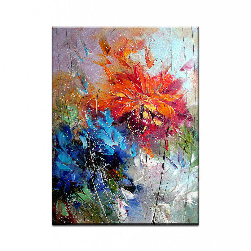100% Hand Painted Abstract Oil Painting Wall Art Modern Flowers Picture On Canvas  No Frame