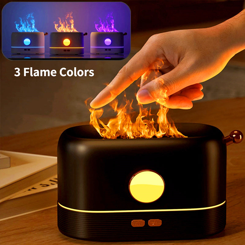 200ml Flame Humidifier Three Color LED Light Air Humidifier Smart Timing Electric Aromatherapy Diffuser Simulation Fire Effect