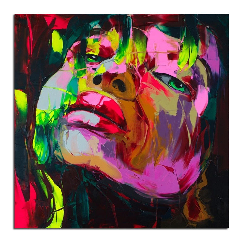 Handmade Home Decor Francoise Nielly Face Oil Painting Wall Art Picture Portrait Palette Knife Canvas Acrylic Texture Colourful No Framed