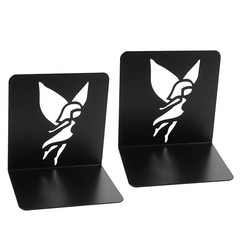 1 Pair Of Angel Pattern Book Ends For Shelves, Non-Skid Bookend, Metal Book End For Books/Movies/CDs/Video Games