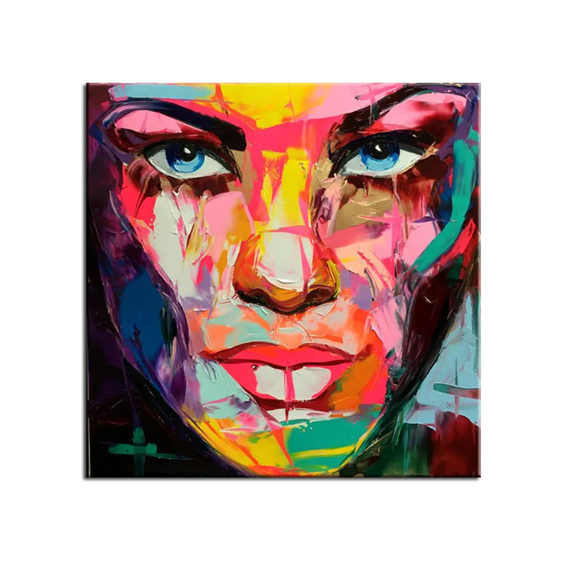 100% Hand Painted Modern Francoise Nielly Face Oil Painting Wall Art Picture Portrait Palette Knife Canvas Acrylic Texture Colourful No Framed