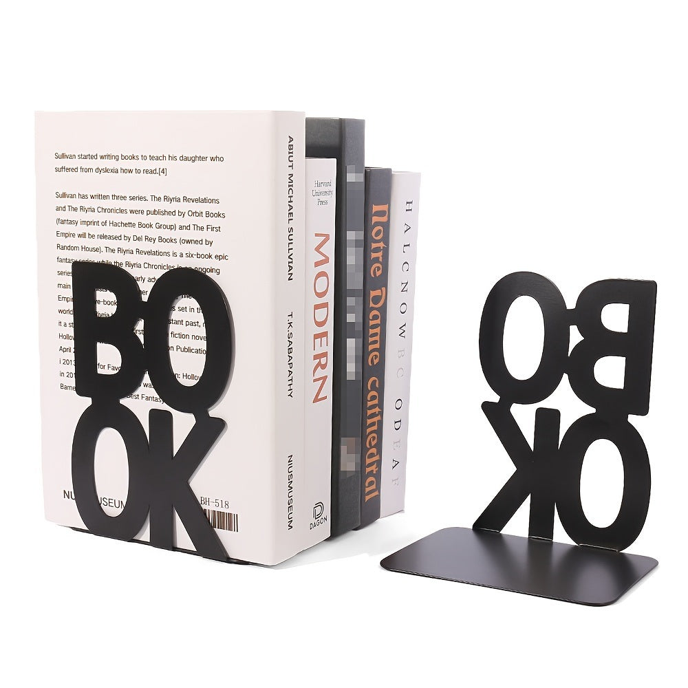 1 Pair of Decorative Metal Book Ends - Heavy Duty Nonskid Design Perfect for Home, Office, or Library Shelves