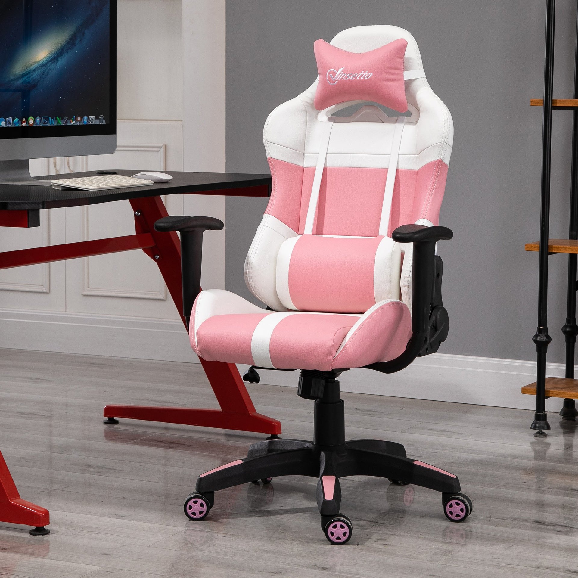 Vinsetto Racing Gaming Chair with Wheels  Removable Pillow Home Office