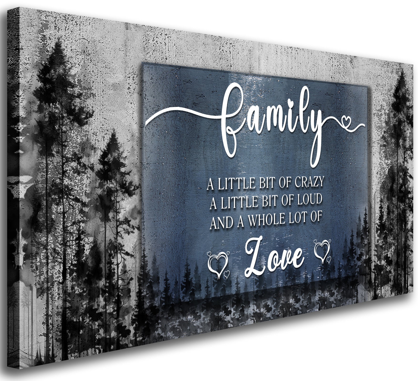 Family Quotes Canvas Wall Art,Family a Little Bit of Crazy Loud Love Wall Art for Living Room,Inspirational Motto Canvas Prints Poster Stretched Framed Artworks for Home Bedroom Office Wall Decor