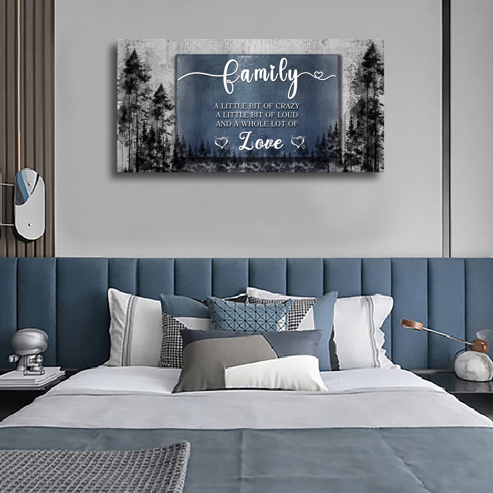 Family Quotes Canvas Wall Art,Family a Little Bit of Crazy Loud Love Wall Art for Living Room,Inspirational Motto Canvas Prints Poster Stretched Framed Artworks for Home Bedroom Office Wall Decor