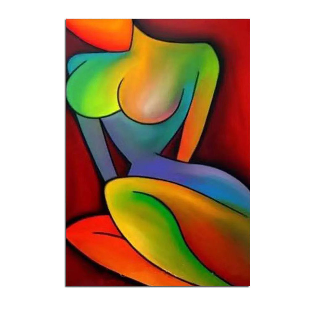 Top Skill Handmade Modern Abstract Portrait Beautiful Colorful Sexy Nude Figure Wall Art Oil Painting on Canvas for Home Decor