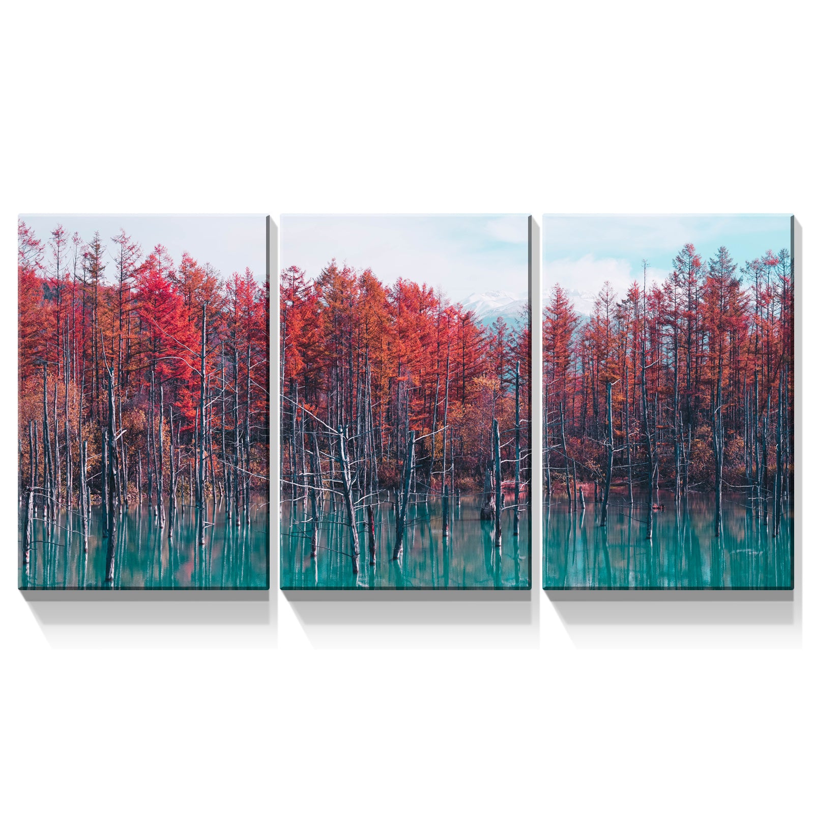 3 Panels Framed Maple Forest Canvas Wall Art Decor,3 Pieces Mordern Canvas Decoration Painting