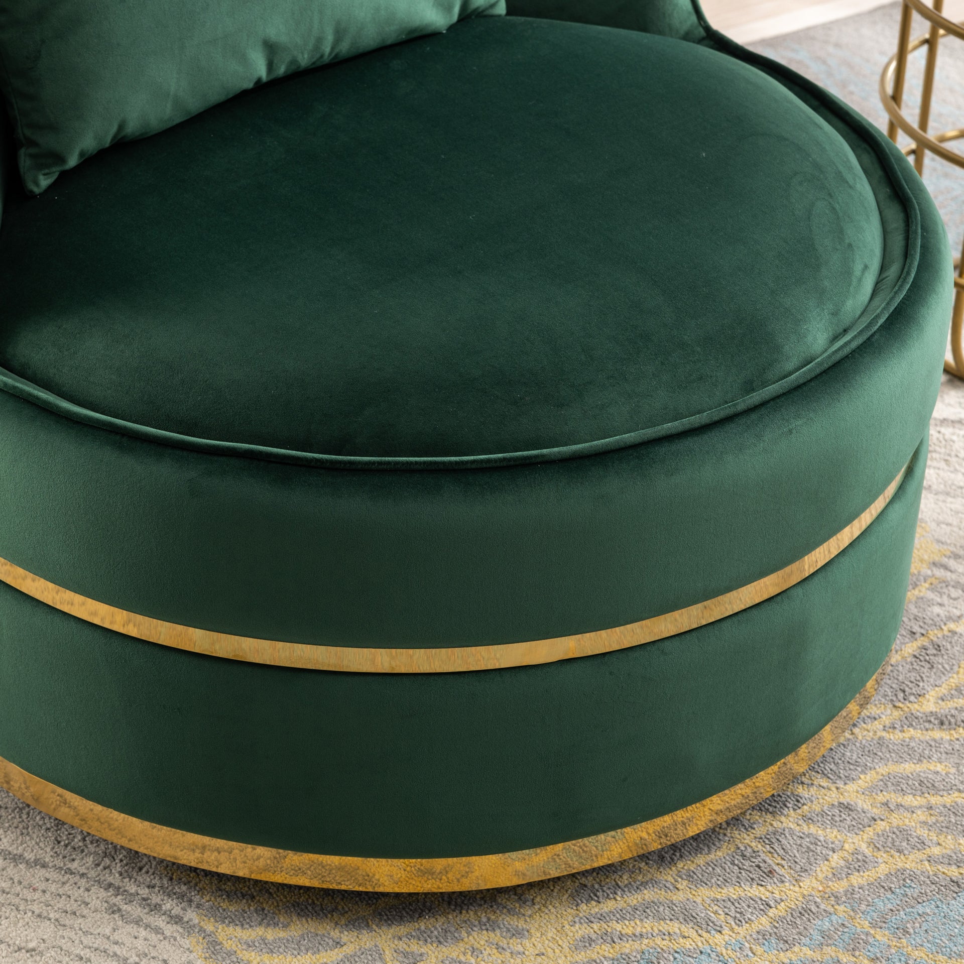 360 Degree Swivel Accent Chair Velvet Modern Upholstered Barrel Chair Over-Sized Soft Chair with Seat Cushion Green