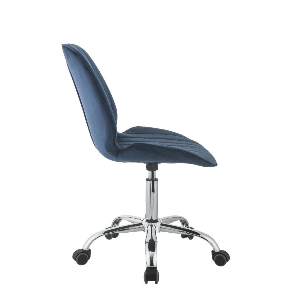 Muata Office Chair; Twilight Blue Velvet & Chrome YF