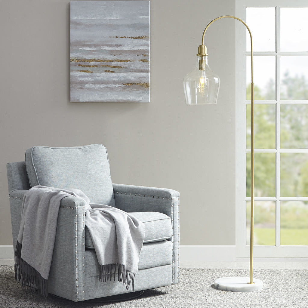 Arched Floor Lamp with Marble Base