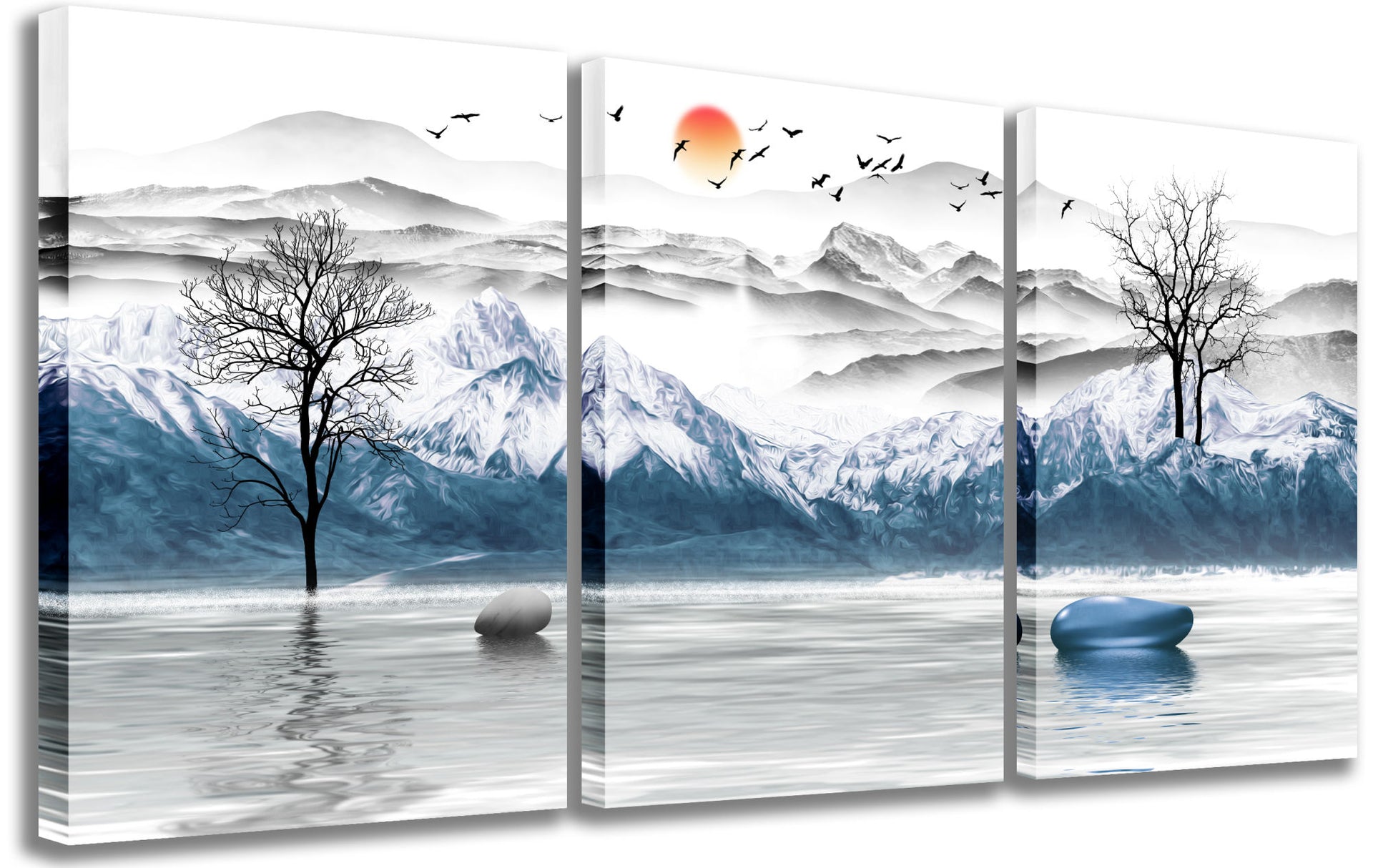 Mountain Wall Art Landscape Canvas Wall Art for Living Room Nature Canvas Pictures Prints Painting Framed Artwork Modern Wall  Decoration,12"x16",3 Pieces