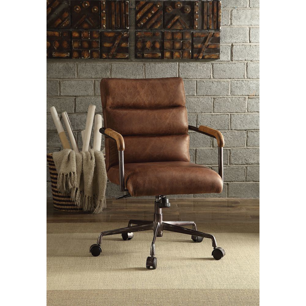 Harith Office Chair in Retro Brown Top Grain Leather YJ