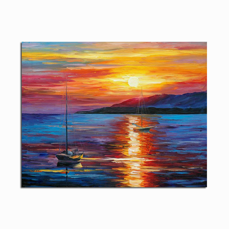 Modern Abstract Seascape Posters and Prints Wall Art Canvas Painting Sea Boat Decorative Pictures