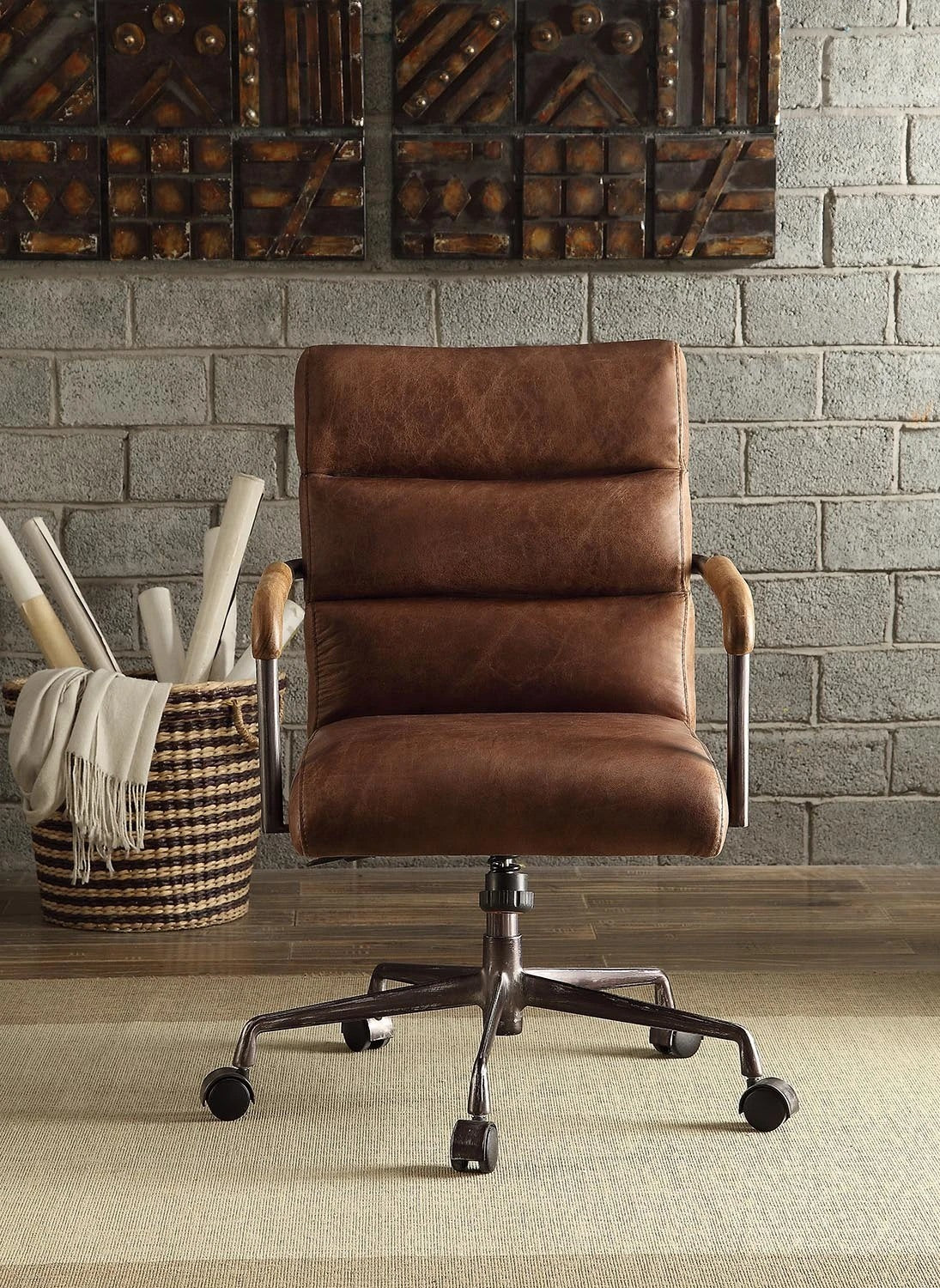 Harith Office Chair in Retro Brown Top Grain Leather YJ