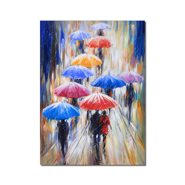 Abstract Portrait Oil Paintings On Canvas Nordic Girl Holding An Umbrella Wall Art Pictures