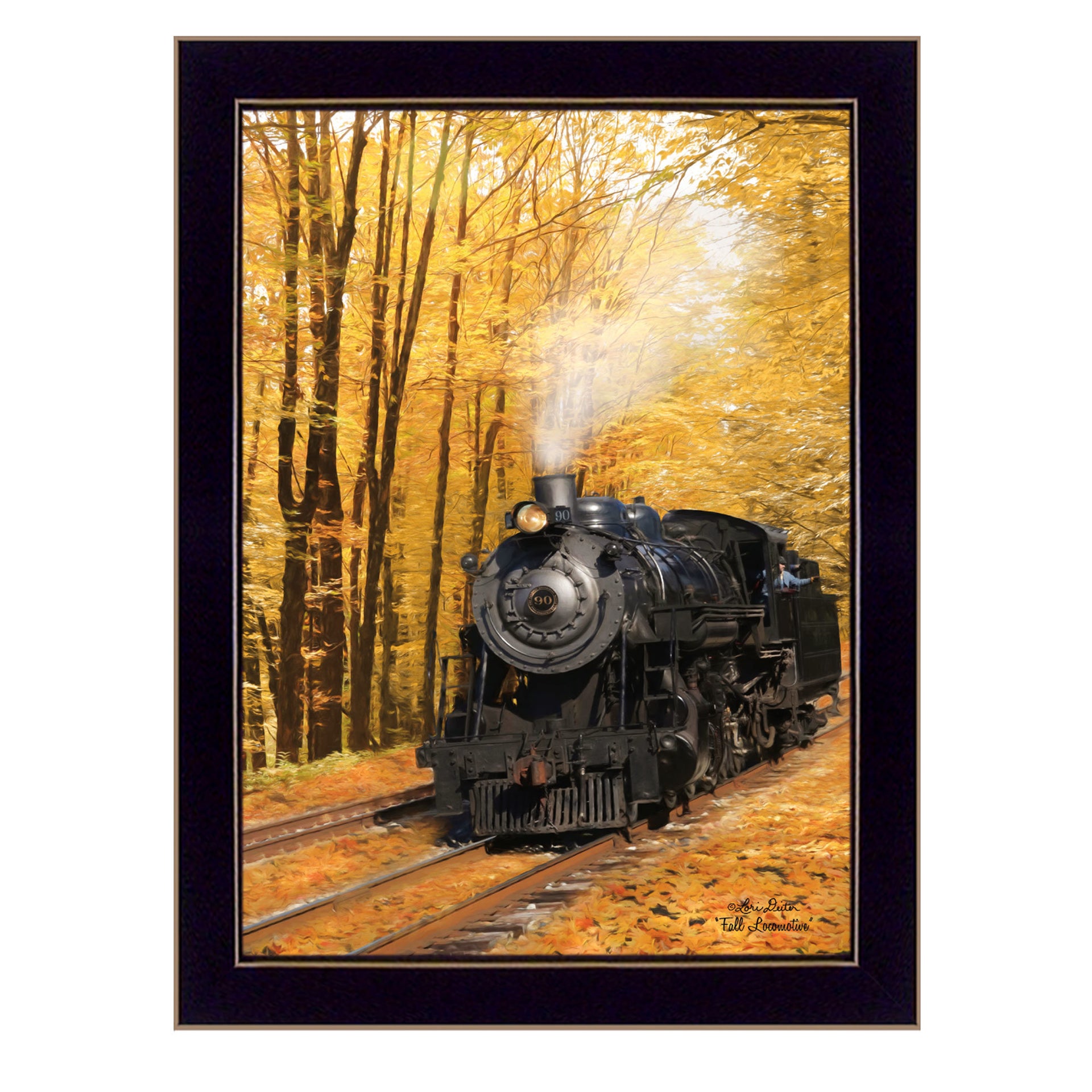 "Fall Locomotive" By Lori Deiter, Printed Wall Art, Black Frame