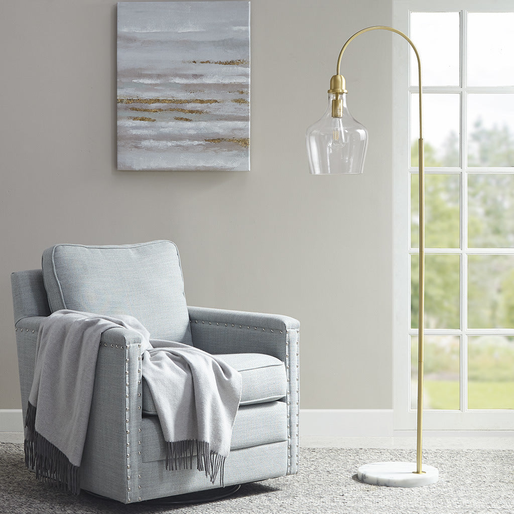 Arched Floor Lamp with Marble Base
