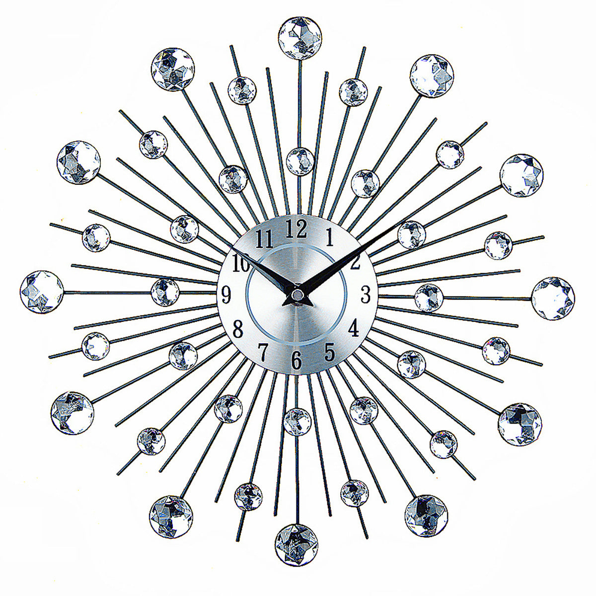 Radial Sunburst Diamond Silent Wall Clock Modern Home Decoration