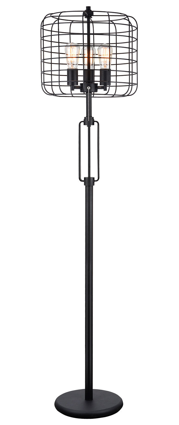 65"H BLACK INDUSTRIAL WIRE CAGE FLOOR LAMP W/ EDISON BULB(1PCS/CNT)(4.88/24.68)
