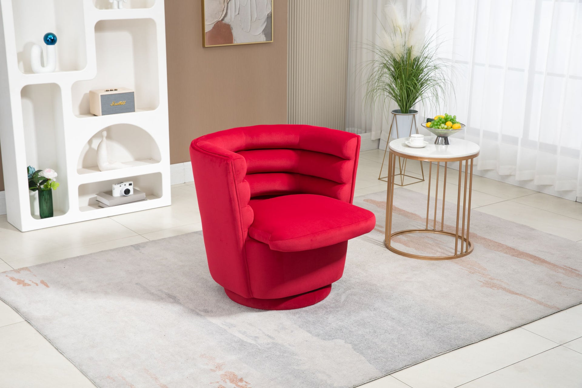 COOLMORE Swivel Barrel Chair, Comfy Round Accent Chair with storage for Living Room, 360 Degree Swivel Barrel Club Chair, Leisure Arm Chair for Nursery, Hotel, Bedroom, Office