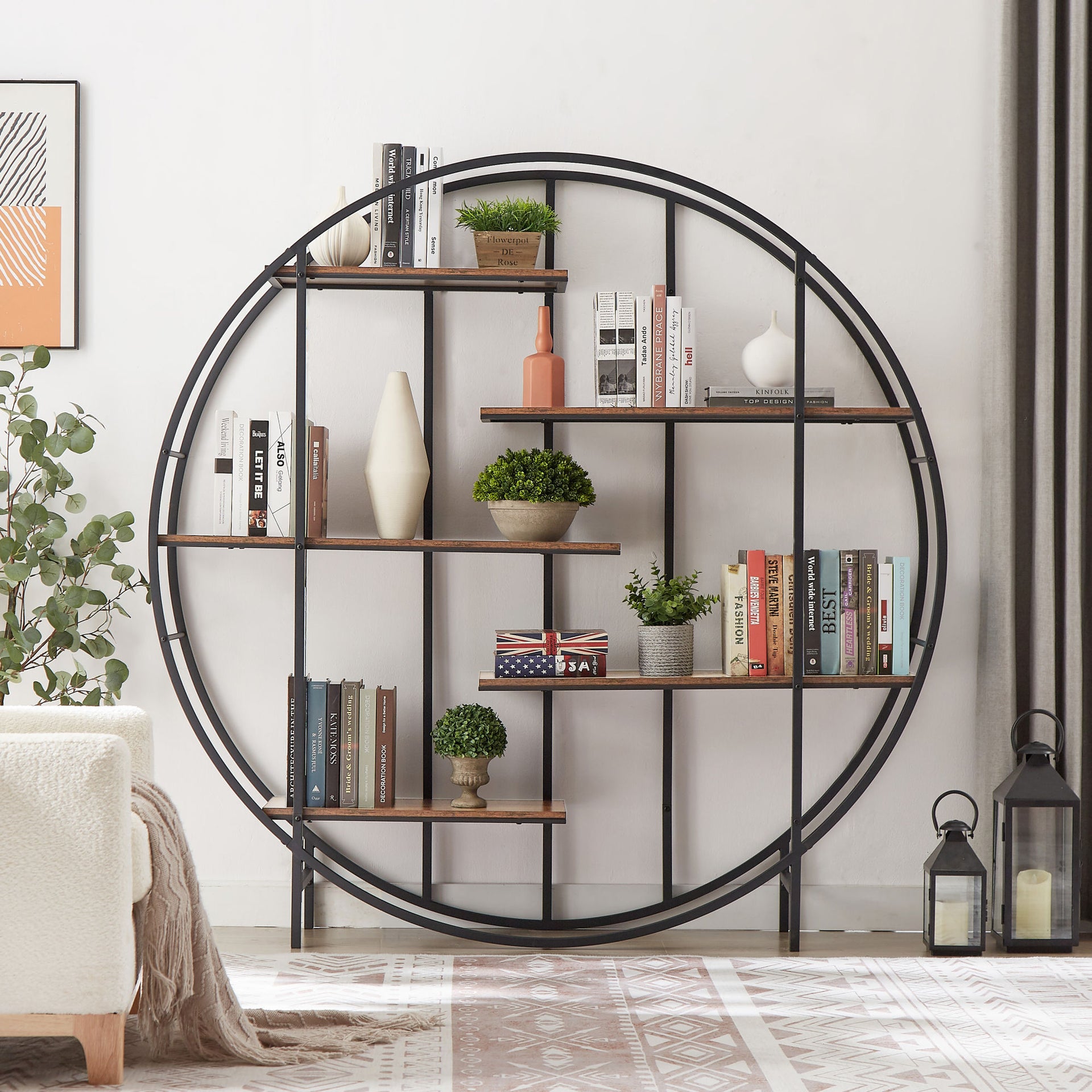 Book Shelf Round 5-Tier Metal Plant Stand bookcase