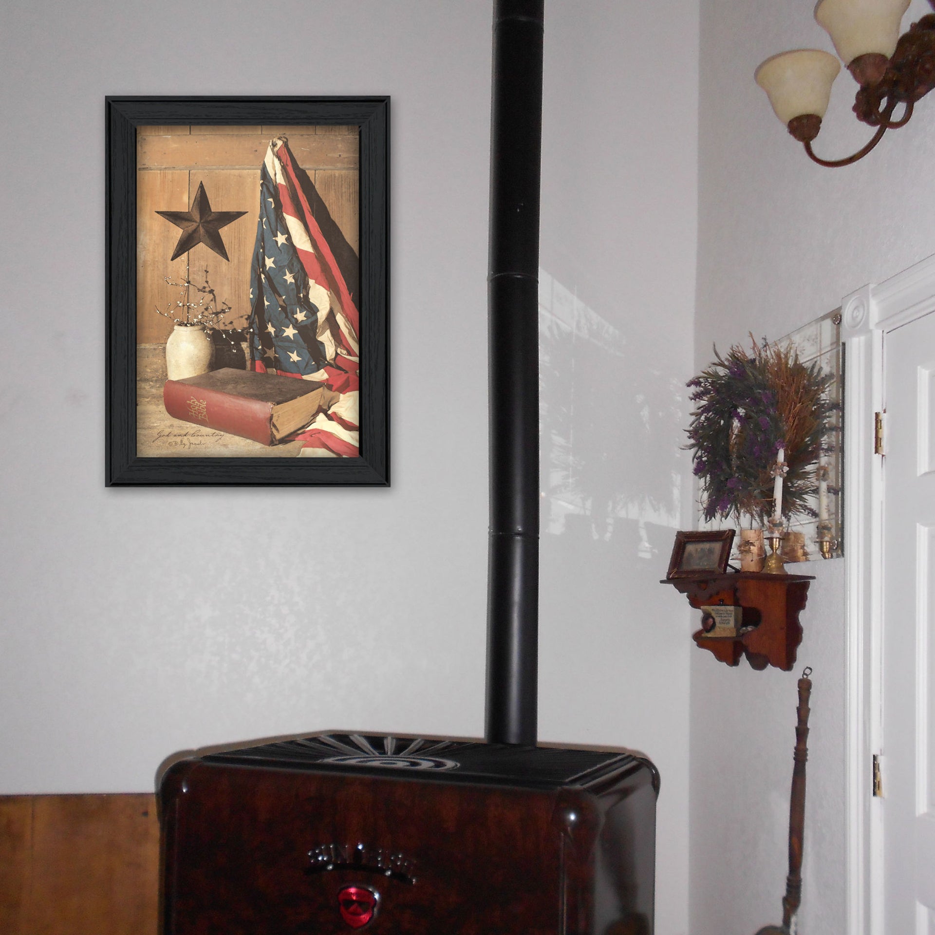 "God and Country" By Billy Jacobs, Printed Wall Art, Black Frame