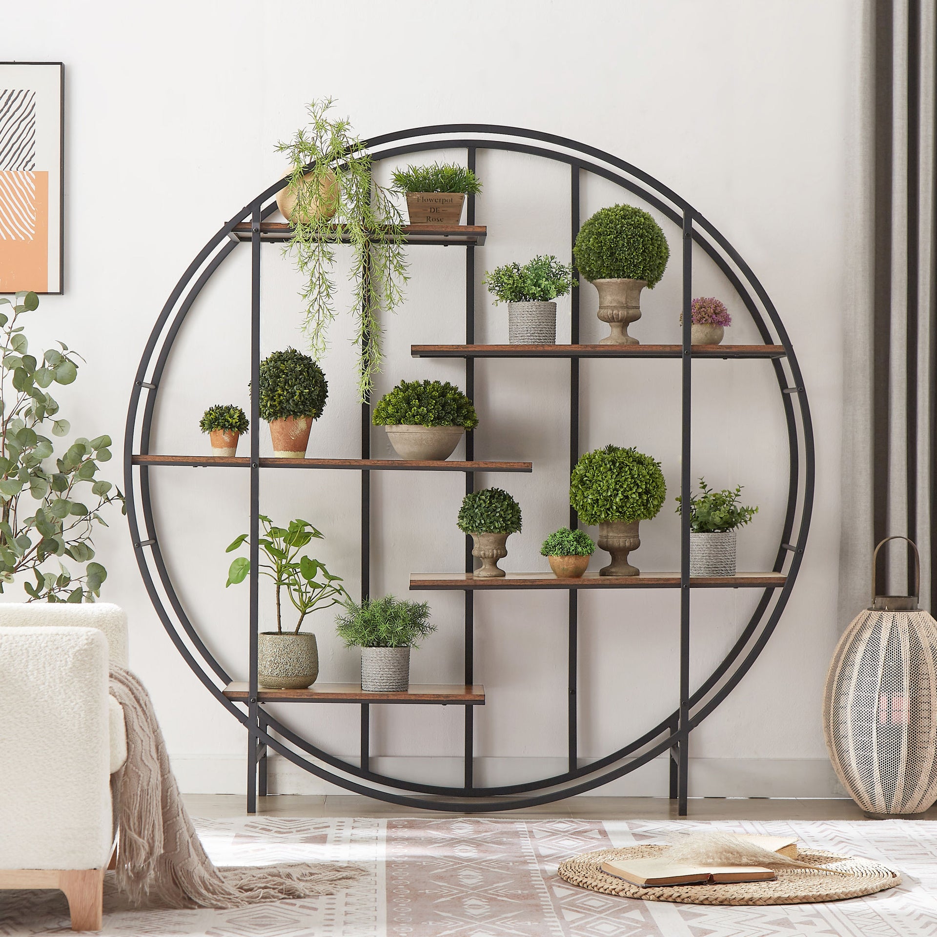 Book Shelf Round 5-Tier Metal Plant Stand bookcase