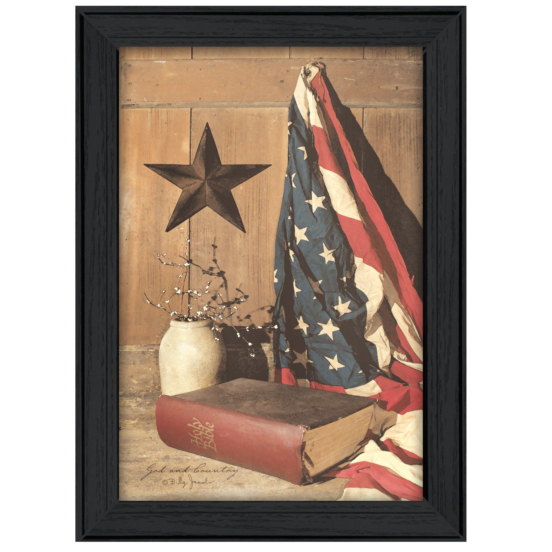 "God and Country" By Billy Jacobs, Printed Wall Art, Black Frame