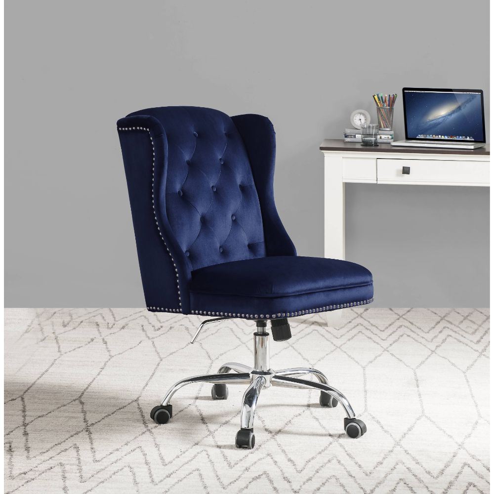 Jamesia Office Chair; Midnight Blue Velvet YJ