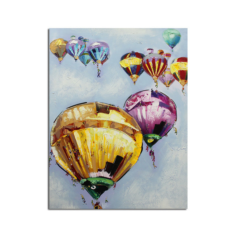 Handmade Abstract Oil Painting Wall Art Modern Minimalist Hot Air Balloon Picture Canvas Home Decor