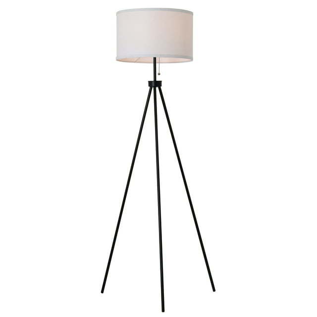 58" Black Metal Tripod Floor Lamp, Modern, Young Adult Dorms and Adult Home Office Use.