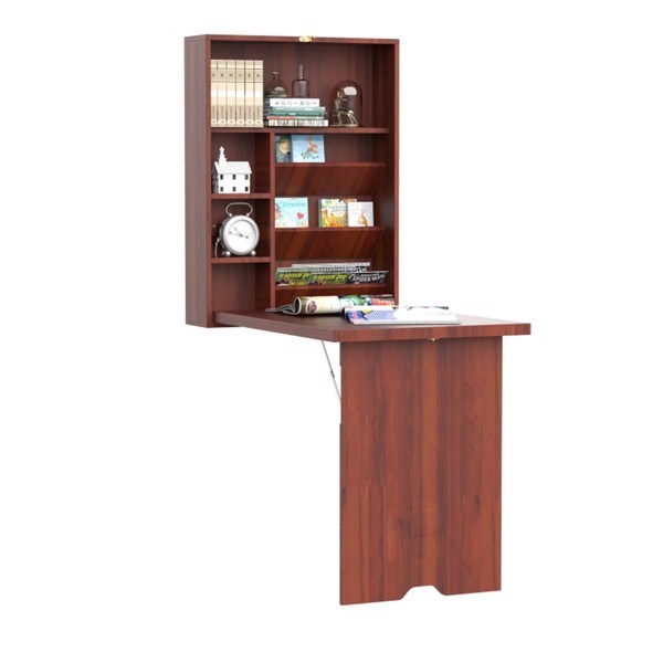 Wall Mount Desk Cabinet-Mahogany