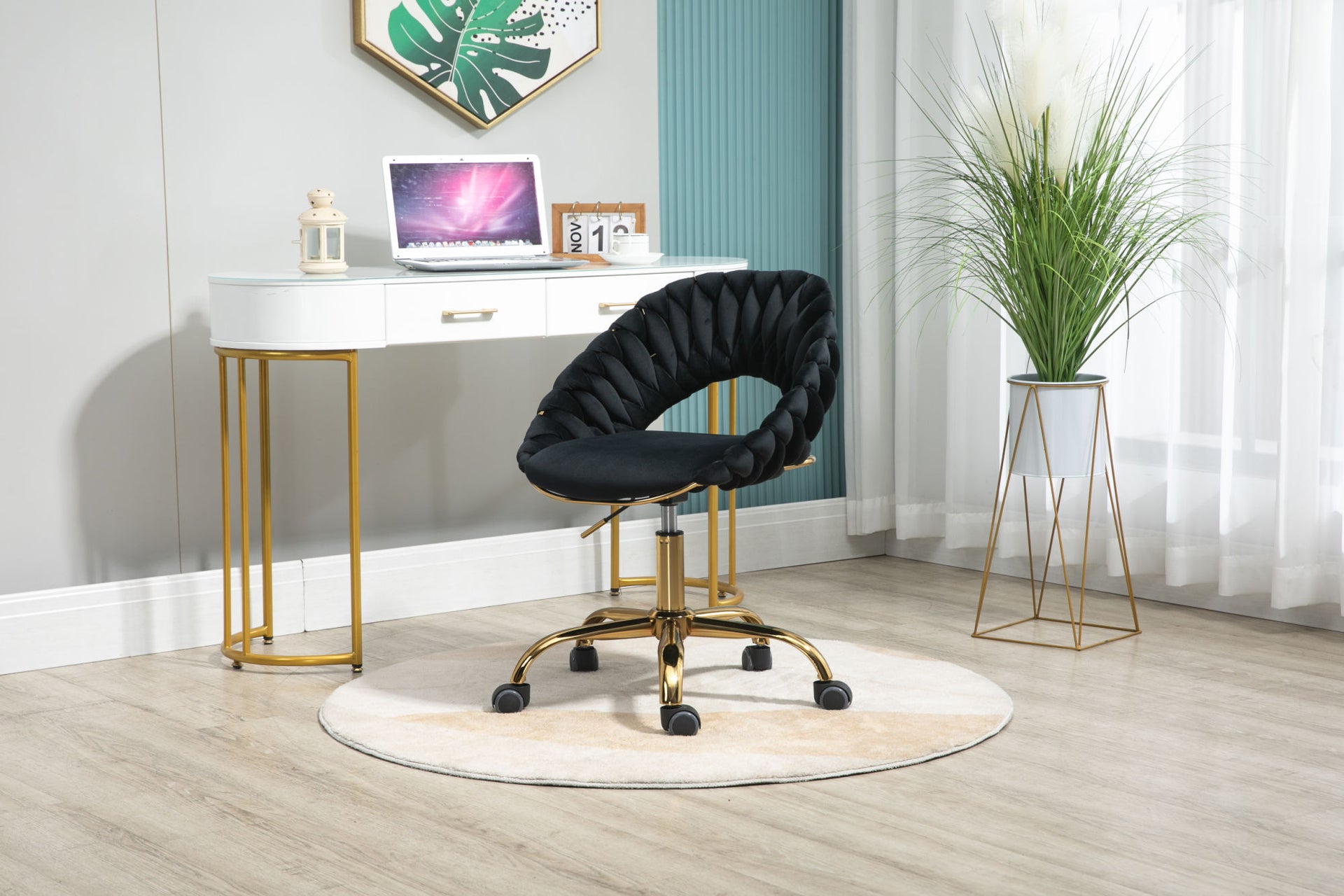 COOLMORE Computer Chair Office Chair Adjustable Swivel Chair Fabric Seat Home Study Chair