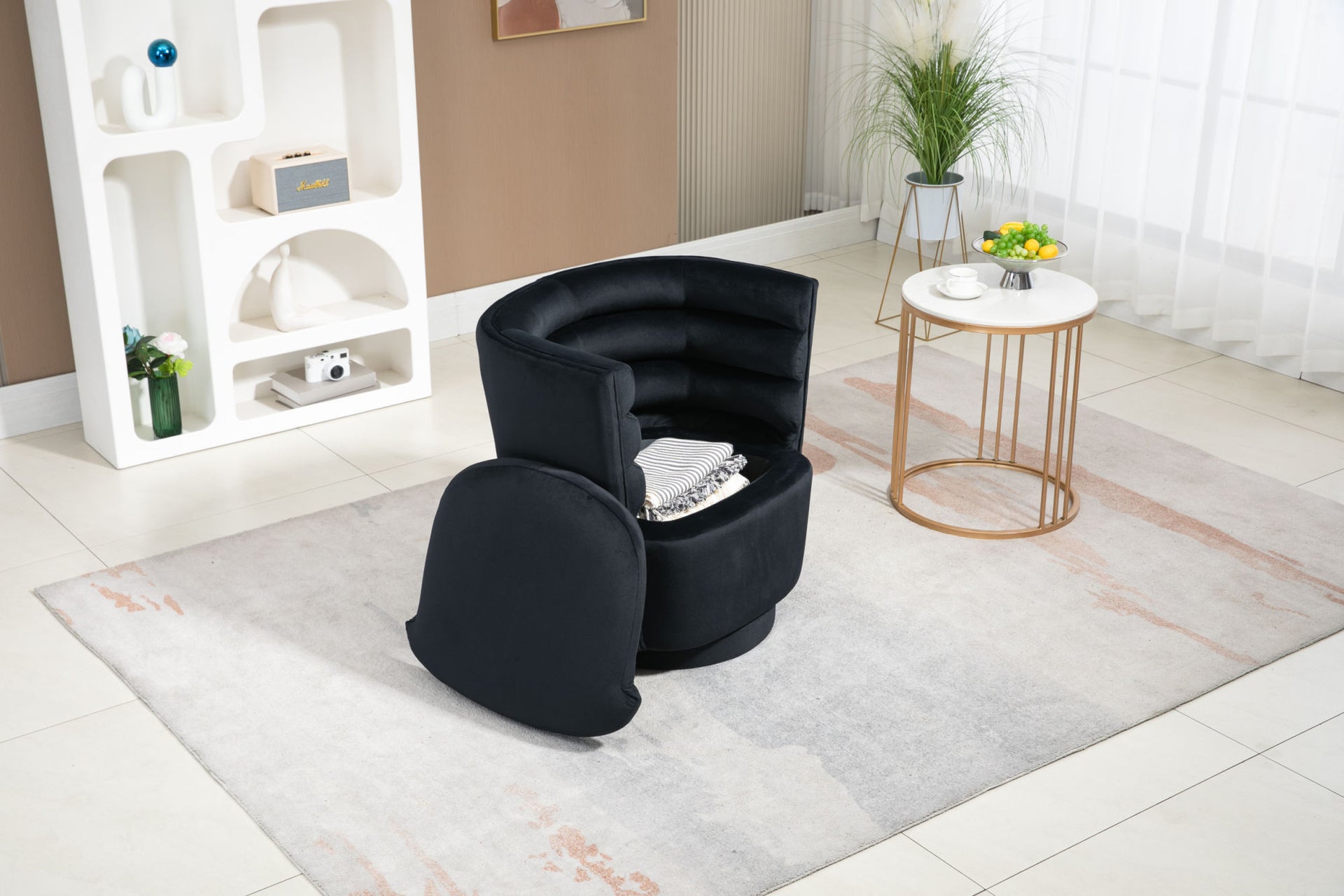 COOLMORE Swivel Barrel Chair, Comfy Round Accent Chair with storage for Living Room, 360 Degree Swivel Barrel Club Chair, Leisure Arm Chair for Nursery, Hotel, Bedroom, Office