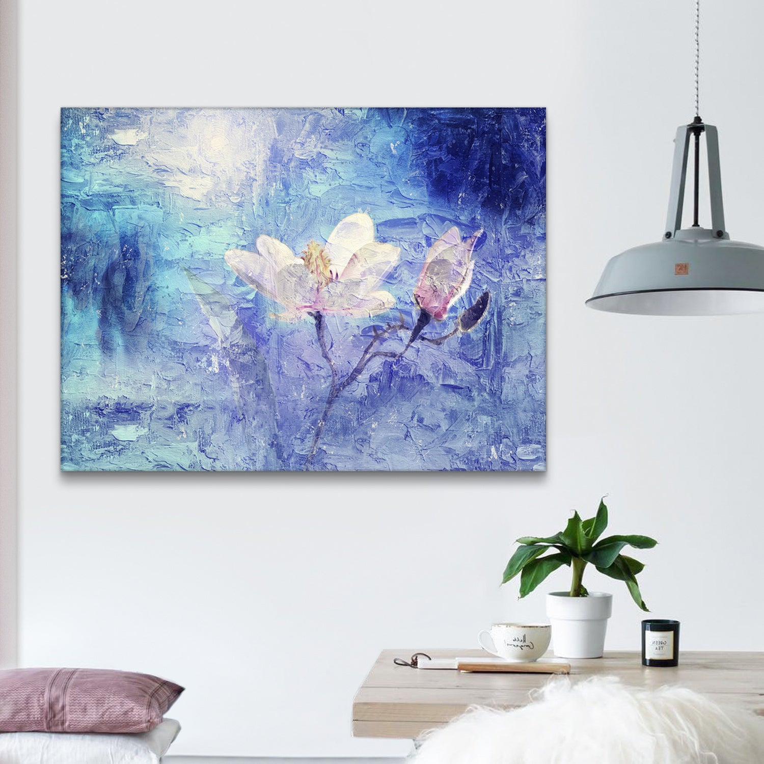 Framed Canvas Wall Art Decor Abstract Style Painting, Impressionism Lotus Painting Decoration