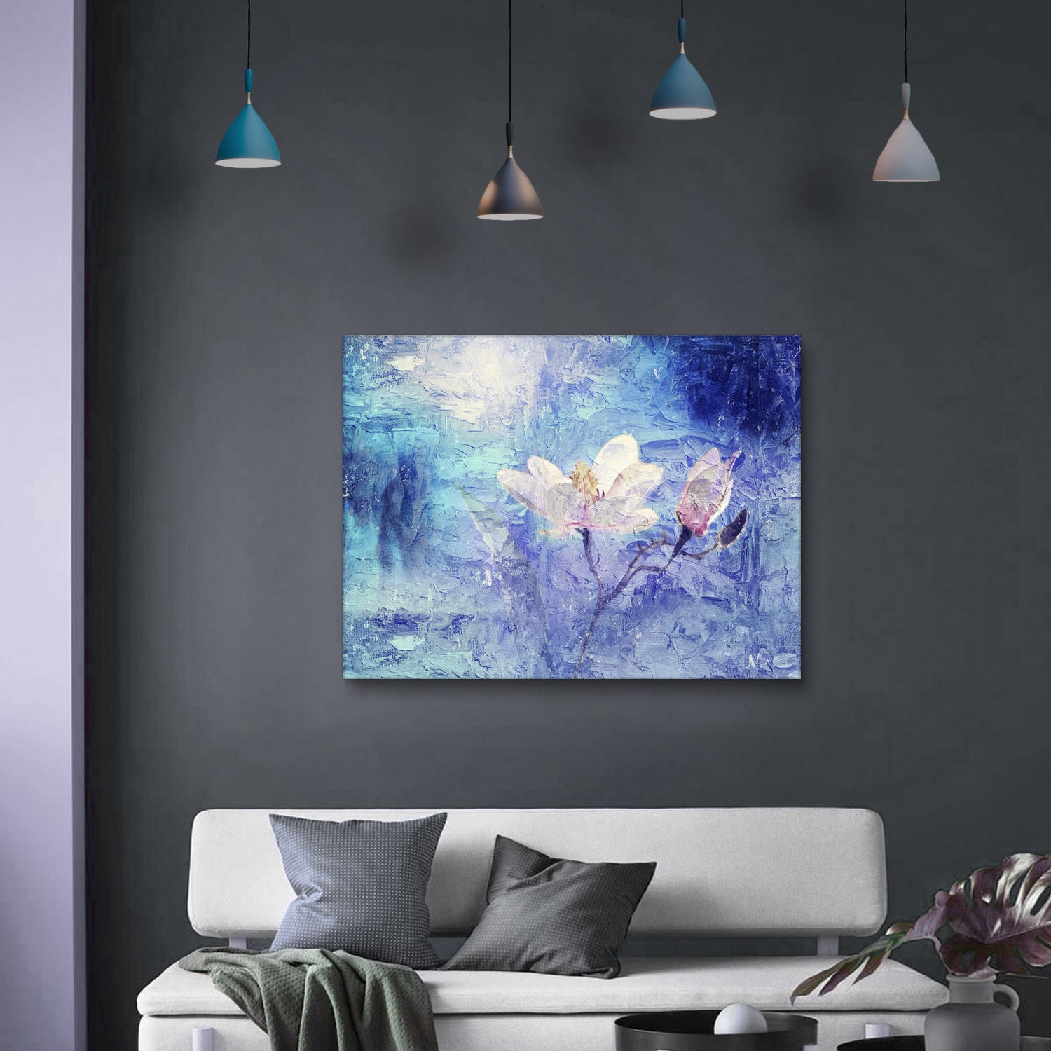 Framed Canvas Wall Art Decor Abstract Style Painting, Impressionism Lotus Painting Decoration