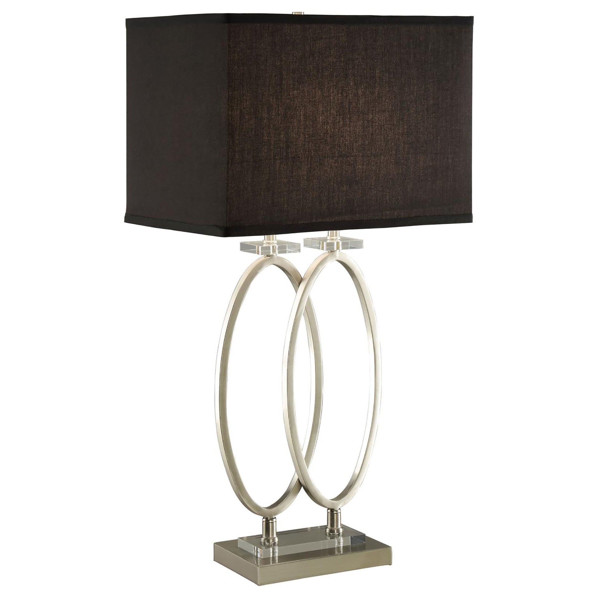 Brushed Nickel and Black Rectangular Shade Accent Lamp
