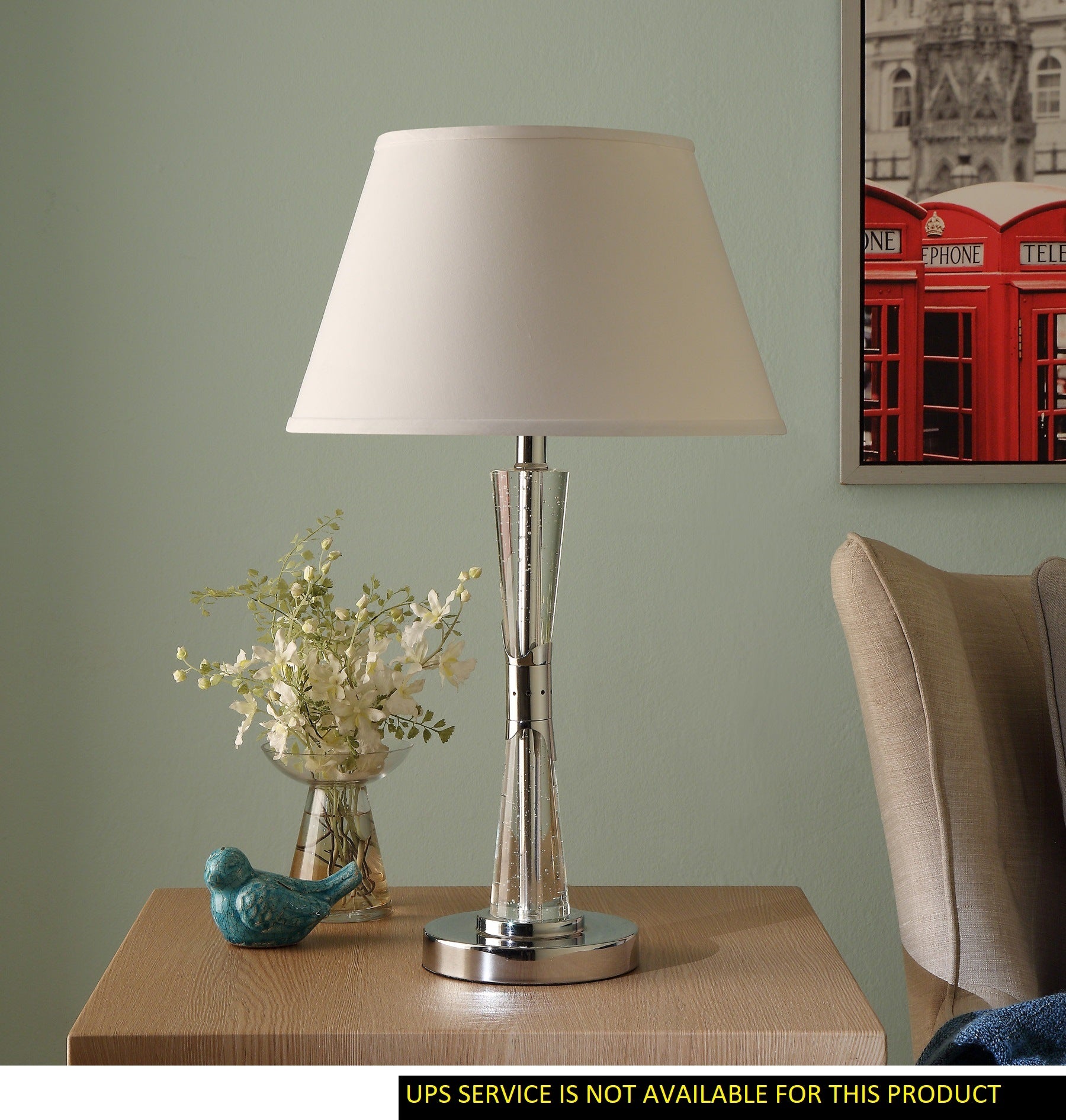 Modern Home Decor Table Light 1pc Chrome Finish Glass Tube Night Lamp Bedroom Living Room Hourglass-Shaped Acrylic Lamp