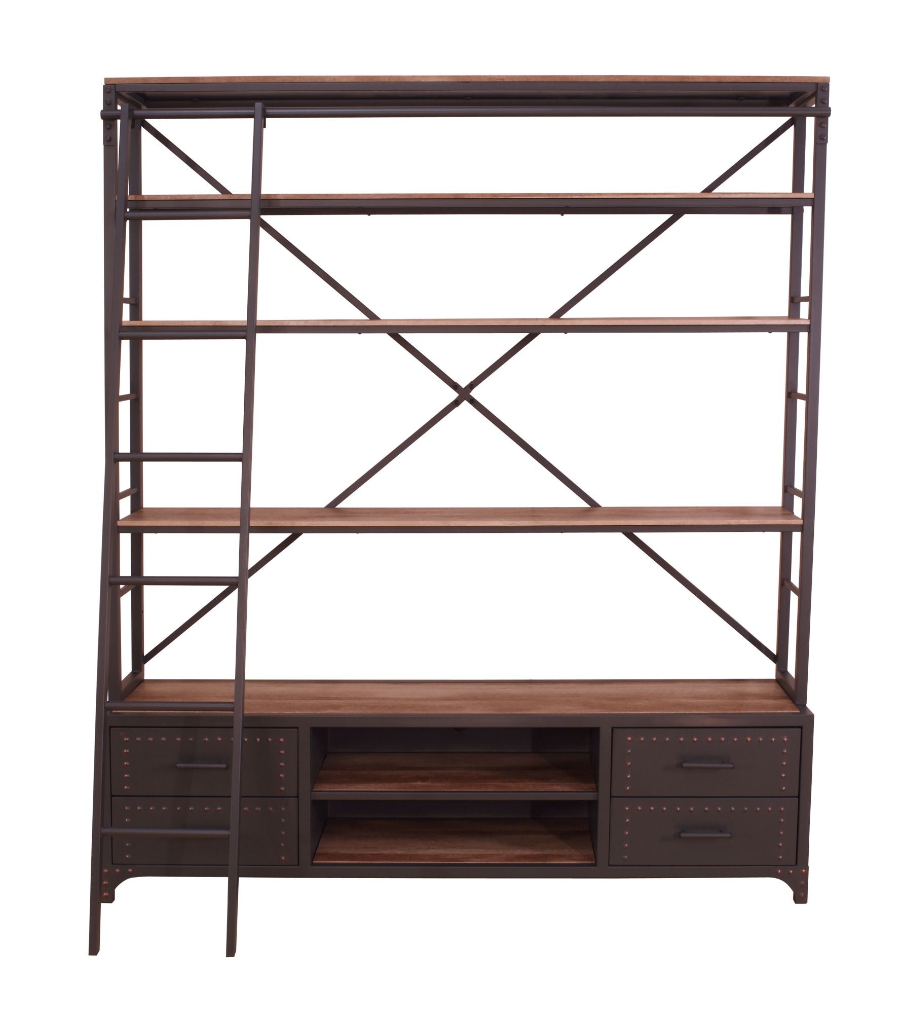 ACME Actaki Bookshelf & Ladder in Sandy Gray