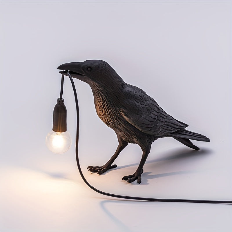 Raven Table Lamp Birds Desk Lamp Resin Crow Wall Sconce Creative Night Light Modern Art Fixture For Living Room Bedside Bedroom Office Study Dorm Decor With US Plug, Black /White(Bulb Included)