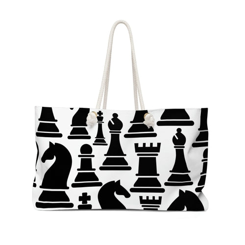 Weekender Tote Bag For Work/school/travel, Black And White Chess Print