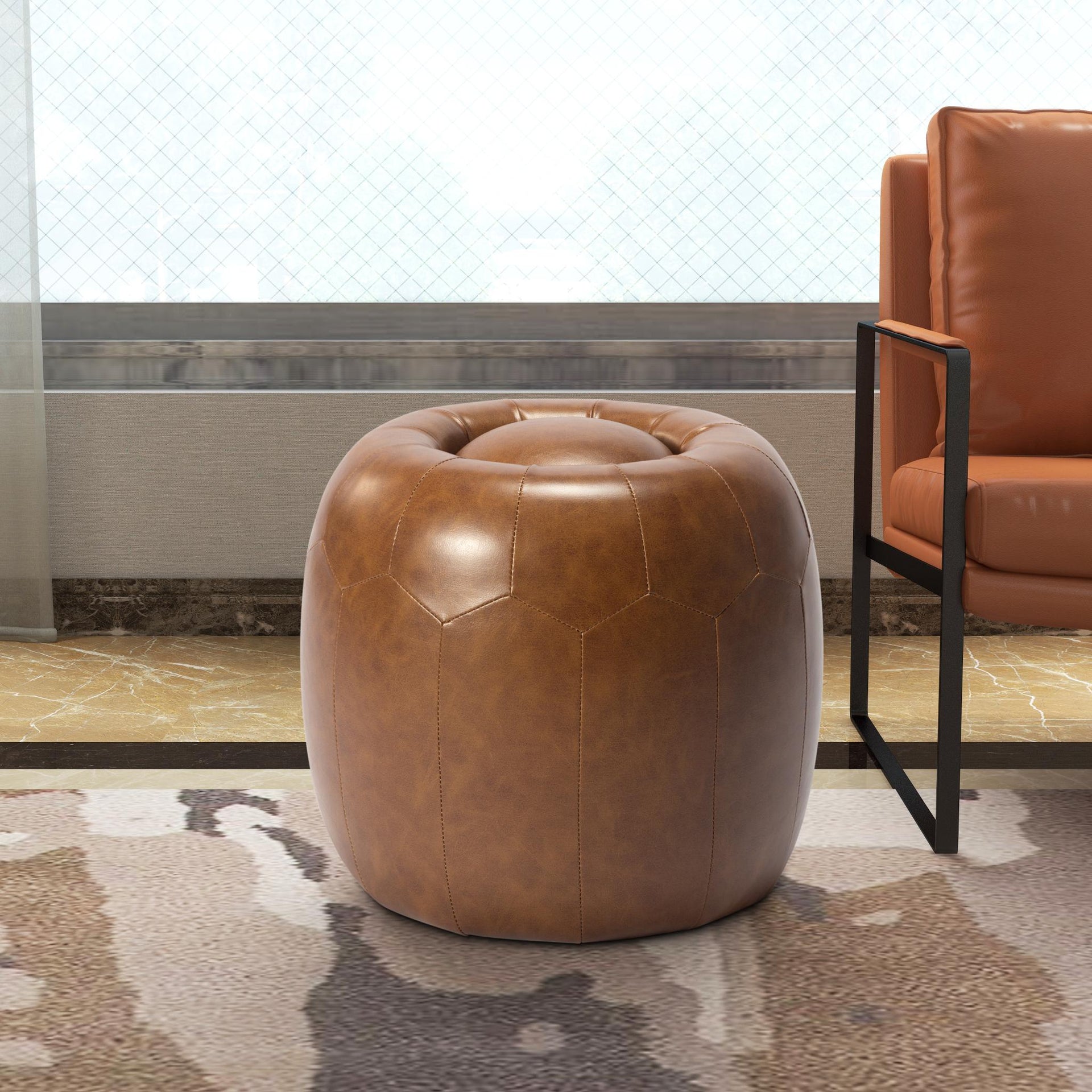 17.3” Round Ottoman use as an extra seat, or a place to kick up your feet, ottoman is a great addition to home and office.