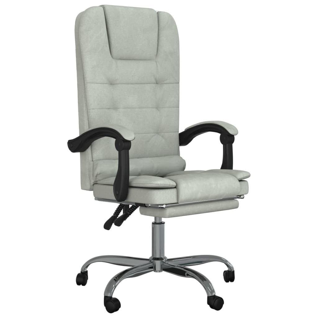 Massage Reclining Office Chair Light Gray Velvet