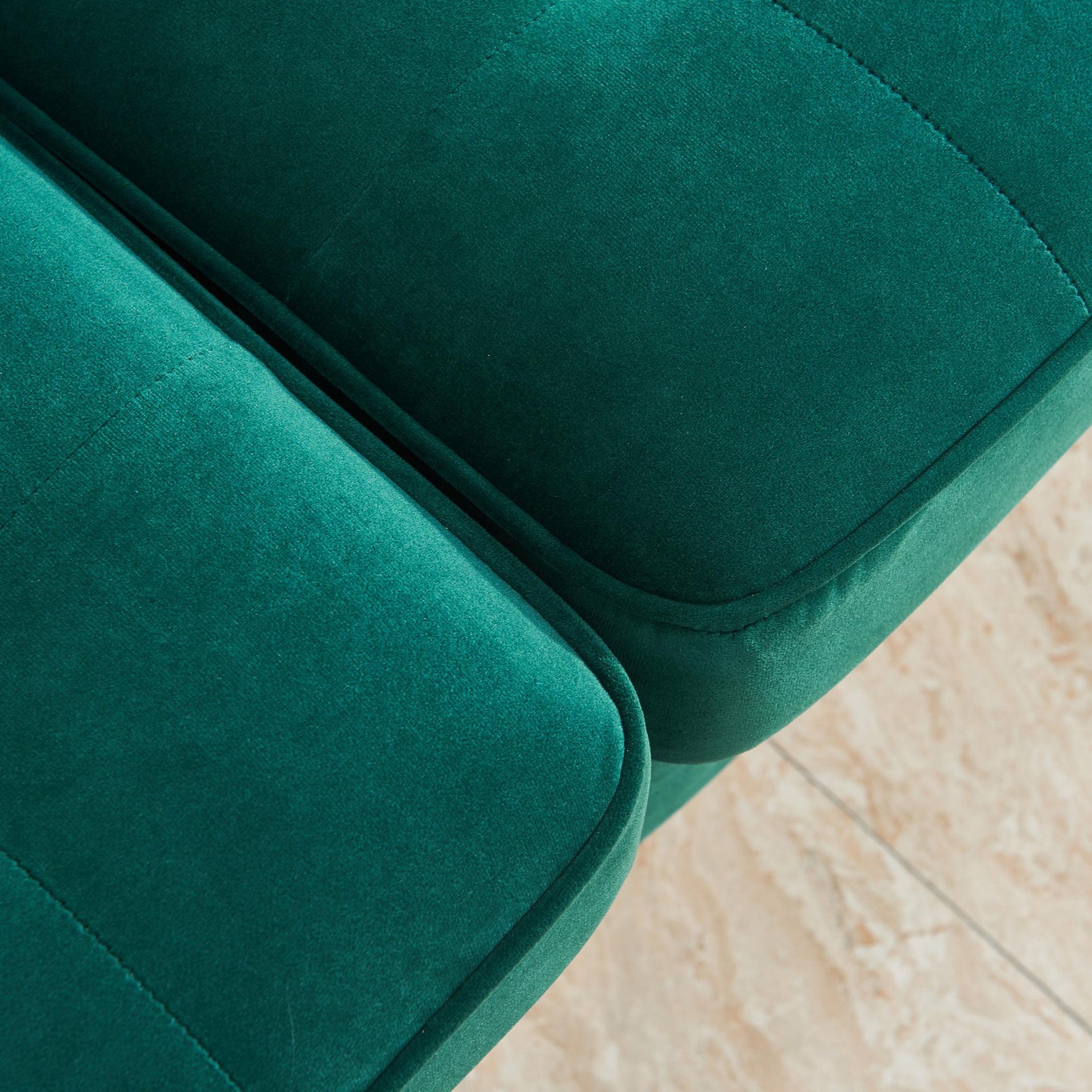 Modern Velvet fabric sofa 71" - Emerald