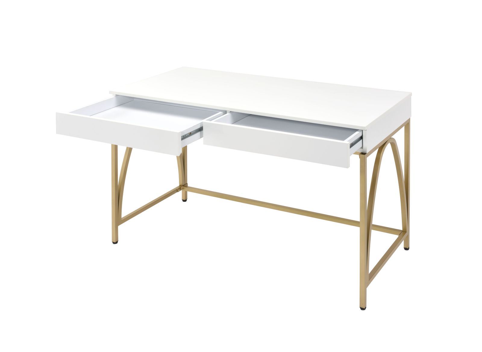 Lightmane Desk; White High Gloss & Gold YJ