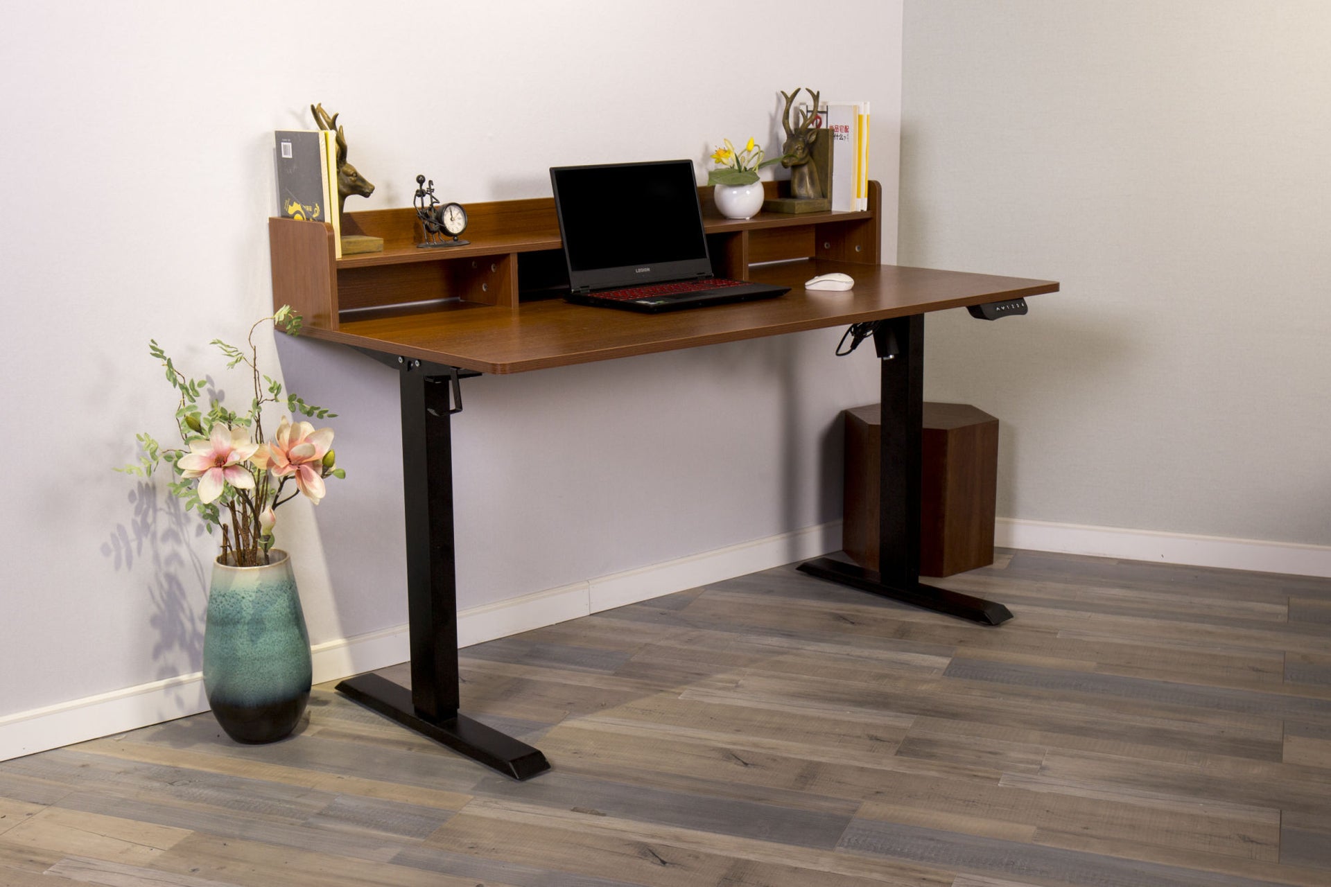 47' Electric Height Adjustable Office Desk with bookshelf