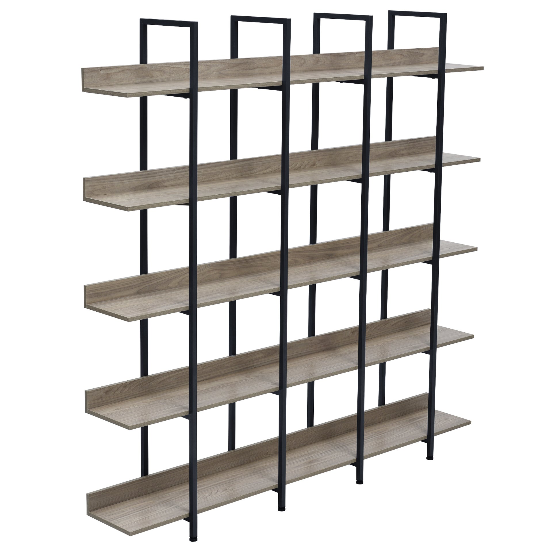 5 Tier Bookcase Home Office Open Bookshelf, Vintage Industrial Style Shelf with Metal Frame, MDF Board