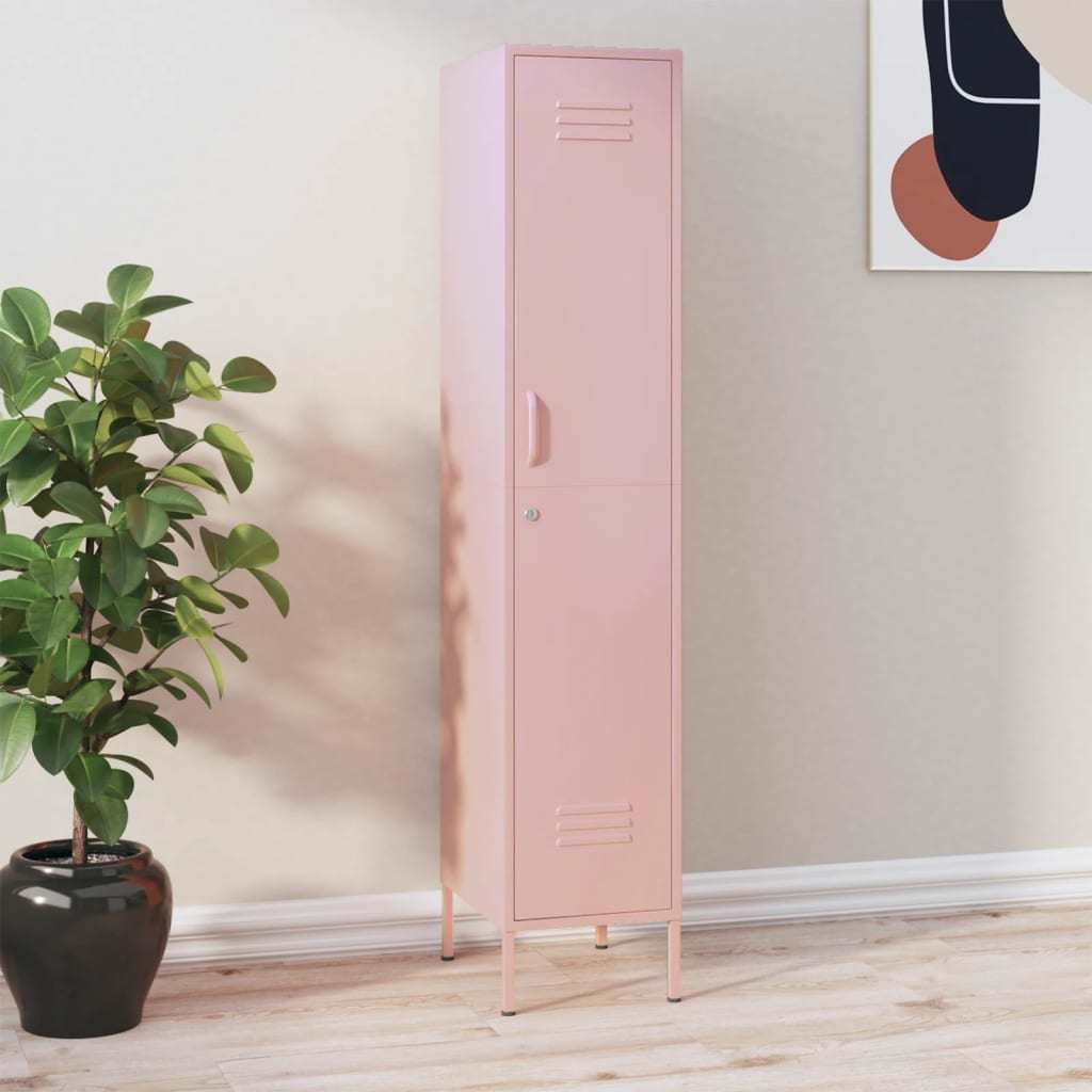Locker Cabinet Pink 13.8"x18.1"x70.9" Steel